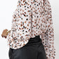 Printed Mock Neck Balloon Sleeve Blouse