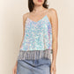 J.NNA Sequin Tassel Hem Flowy Cami