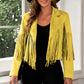 Fringe Trim Lapel Collar Cropped Blazer