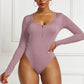 Half Zip Scoop Neck Long Sleeve Bodysuit