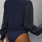 Perfee Ruched Surplice Long Sleeve Bodysuit