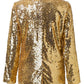 Sequin Lapel Collar Long Sleeve Blazer