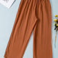 Drawstring Paperbag Waist Wide Leg Pants