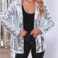 Sequin Lapel Collar Long Sleeve Blazer