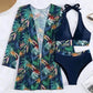 Printed Halter Neck Three-Piece Swim Set