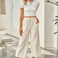 Drawstring Paperbag Waist Wide Leg Pants