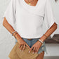 Mandy Ruffled Asymmetrical Neck Half Sleeve Blouse