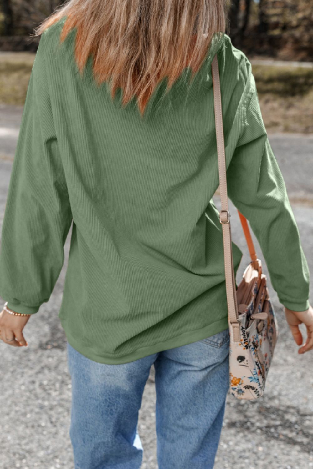 Sequin Lucky Clover Round Neck Long Sleeve Sweatshirt