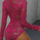 Perfee Lace Long Sleeve Bodysuit