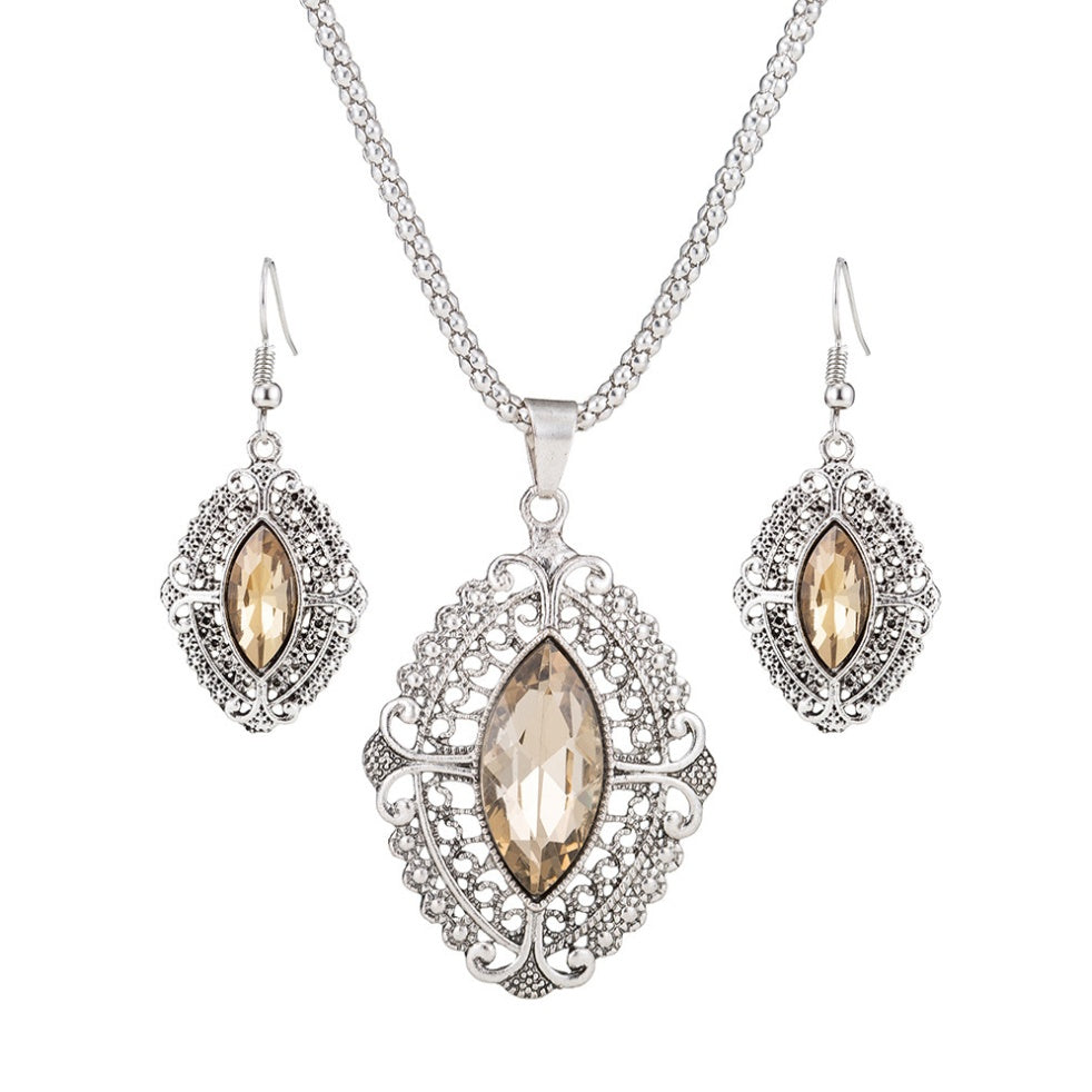 Zinc-alloy geometric crystal wedding bridal jewelry set