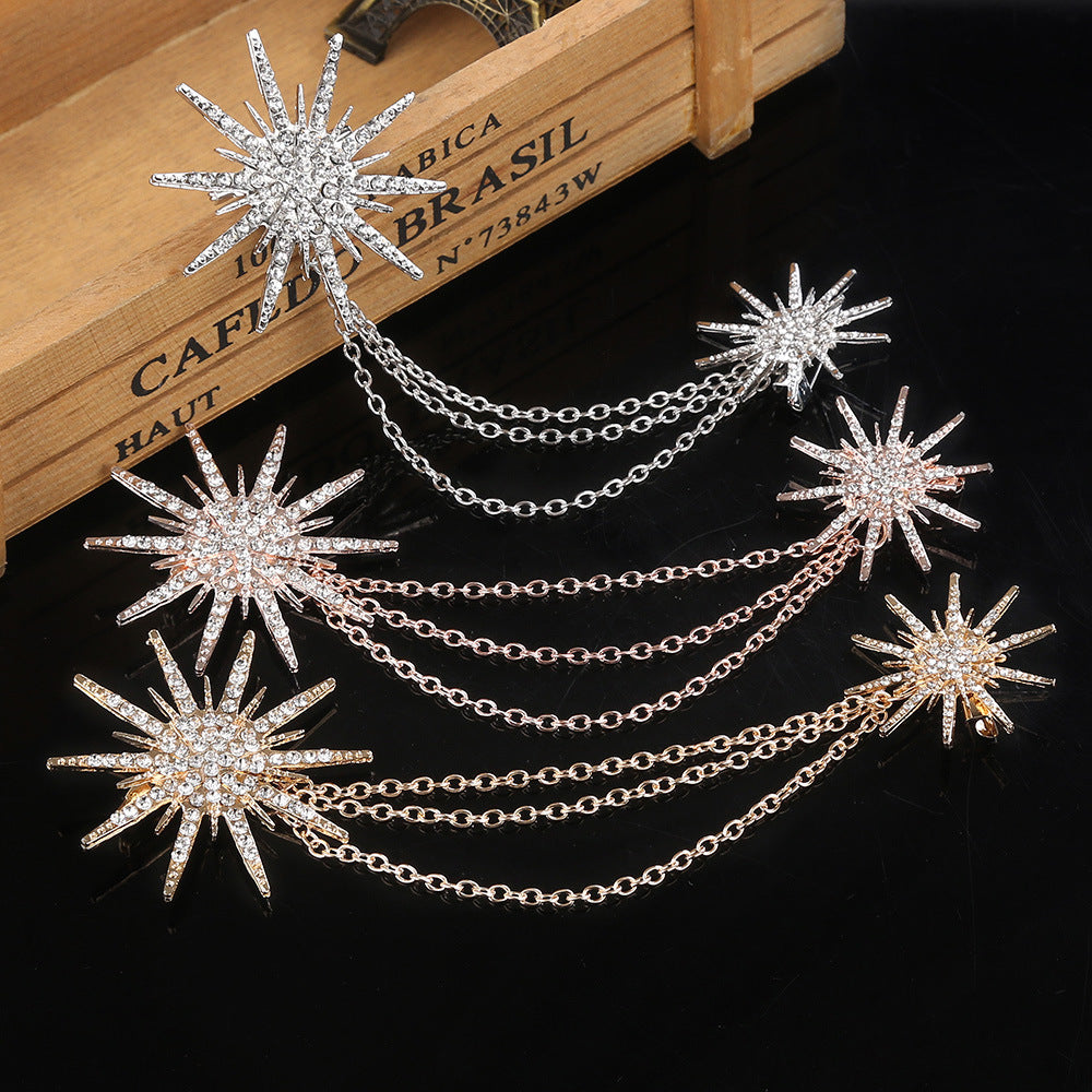 Simple Snowflake Diamond-studded Collar Pin Scarf Buckle Jewelry