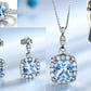 Fashion S925 Sterling Silver Blue Topaz Jewelry Set