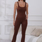 Scoop Neck Wide Strap Active Jumpsuit