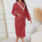 Contrast Trim Tie Waist Lounge Nightgown with Pockets