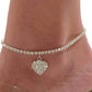 Love Rhinestone Anklet, Exotic All-Match Jewelry, Full Of Diamond Heart-Shaped Anklet