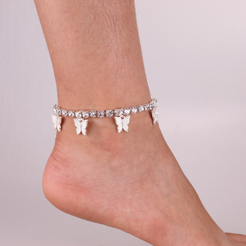 Love Rhinestone Anklet, Exotic All-Match Jewelry, Full Of Diamond Heart-Shaped Anklet