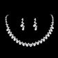 Silver Plated Claw Chain Rhinestone Hollow Lace Inlaid Pearl Earrings Necklace Jewelry