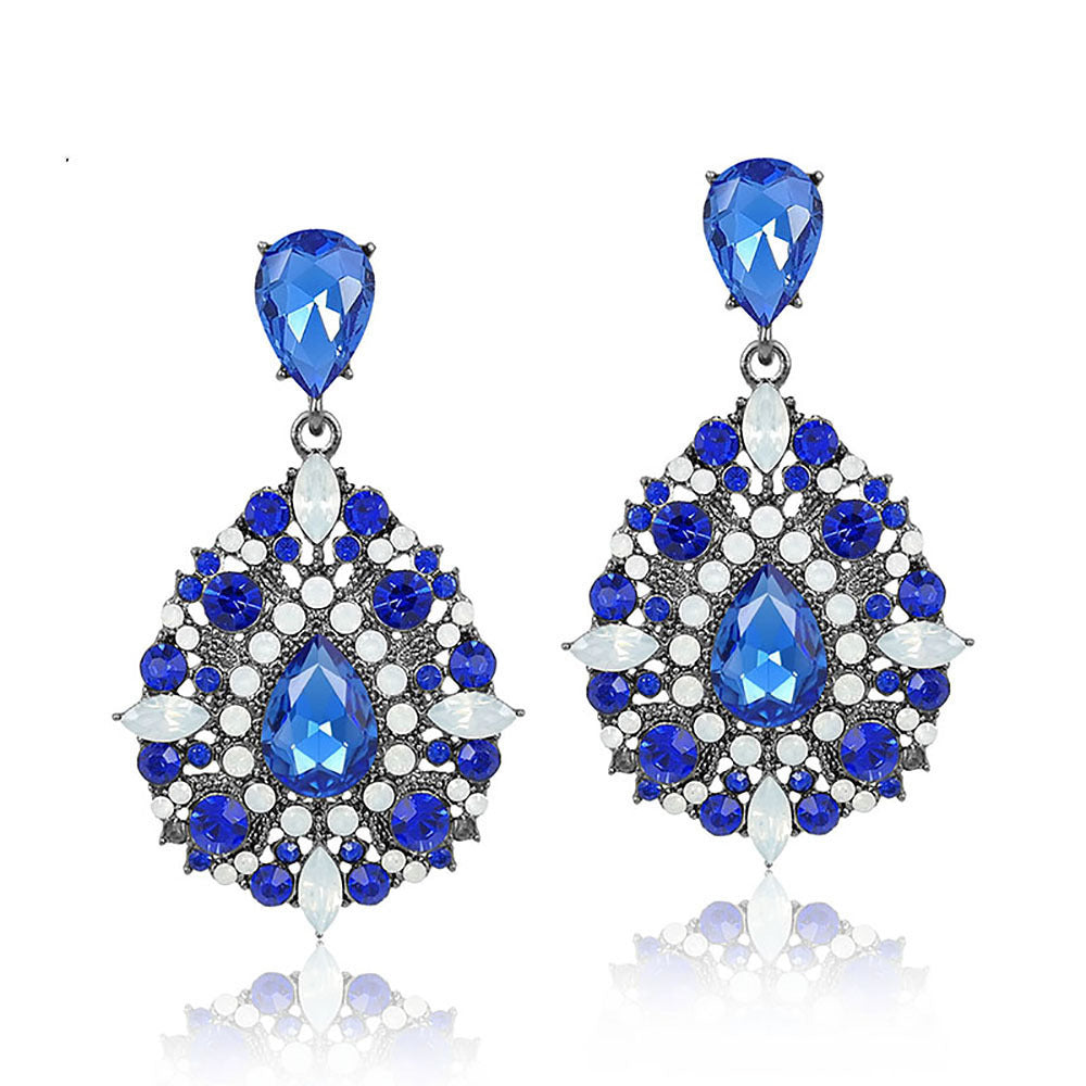 Elegant Ladies Crystal Rhinestone Earrings Retro Drop-Shaped Girl Earrings European And American Style Fashion Jewelry