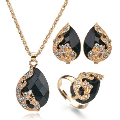 Alloy Plating Necklace Earrings Set Jewelry Set With Rhinestone Wedding Jewelry