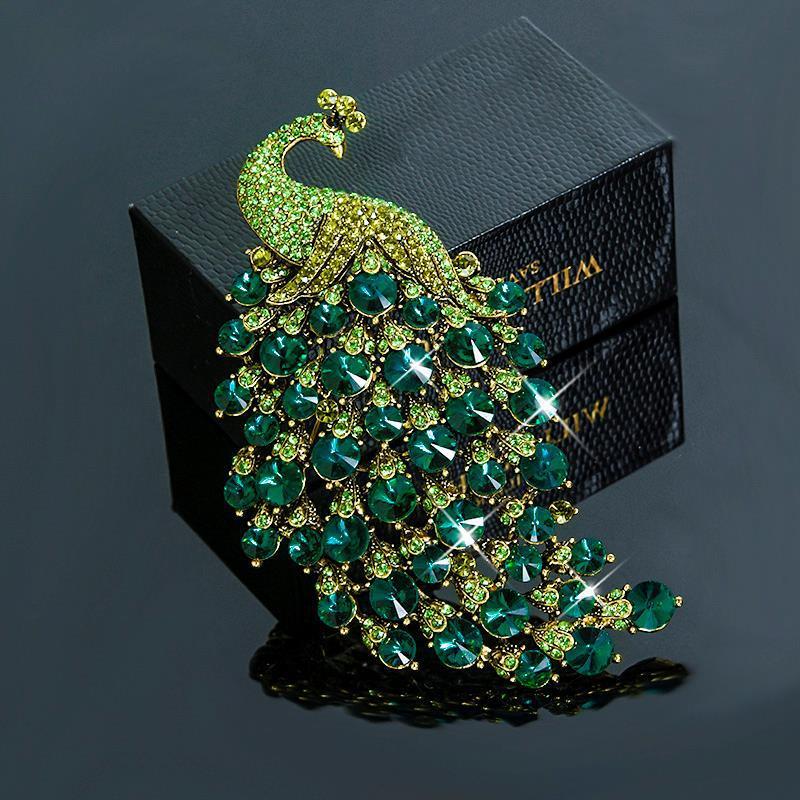 Large Rhinestone Peacock Wedding Brooch Jewelry Ladies Scarf Brooch