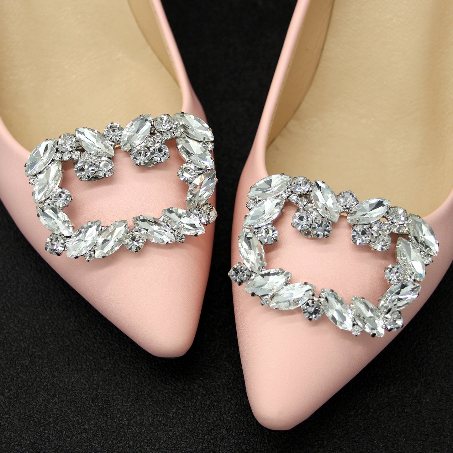 Bridal Jewelry Shoe Buckle Accessories Fashion Square Horse Eye Rhinestone Metal Shoe Flower