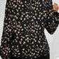 Printed Mock Neck Balloon Sleeve Blouse