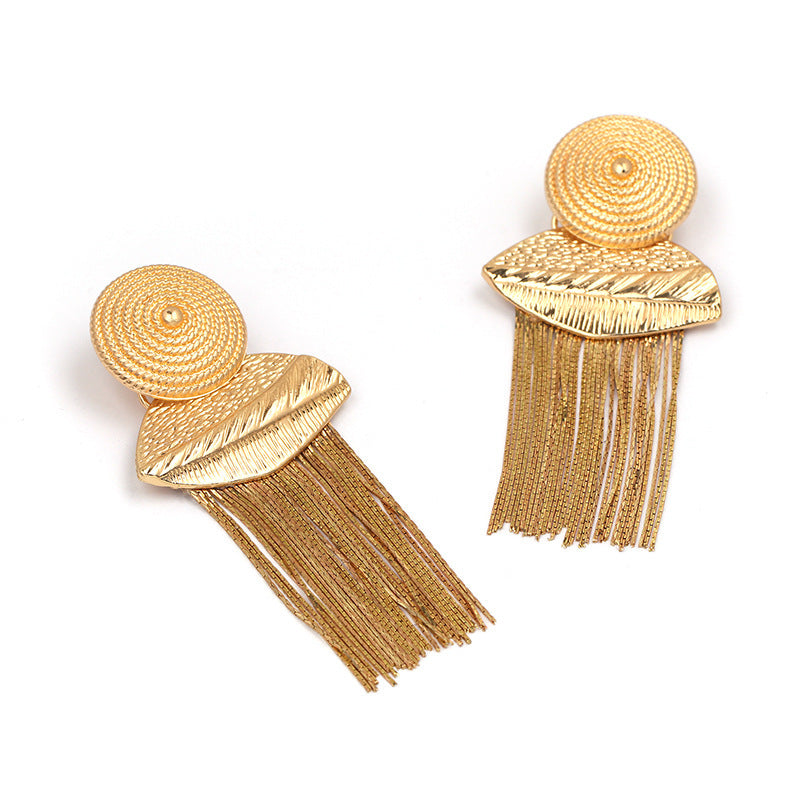 Durian Jewelry Exaggerated European and American Alloy Tassel Earrings