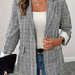 Single-Breasted Lapel Collar Plaid Blazer