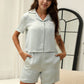 Button Down Short Sleeve Top and Shorts Lounge Set