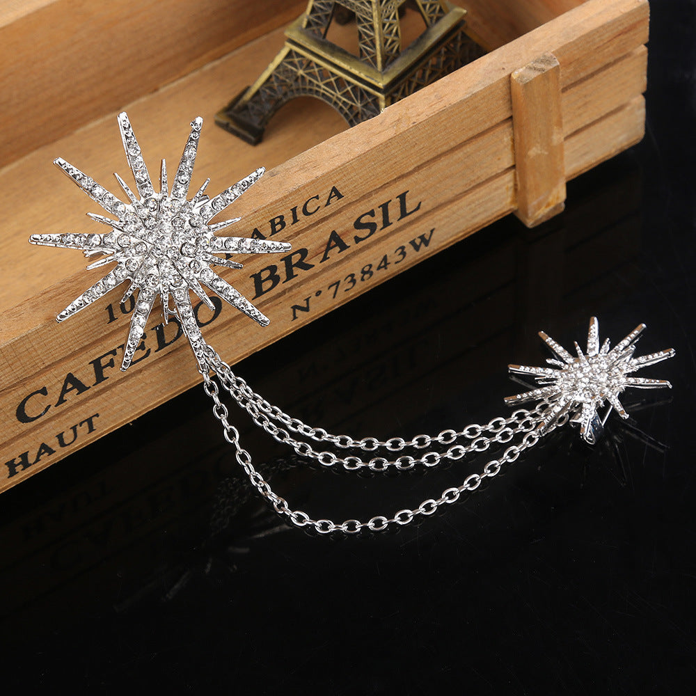 Simple Snowflake Diamond-studded Collar Pin Scarf Buckle Jewelry