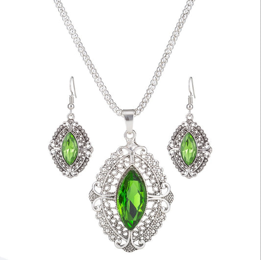 Zinc-alloy geometric crystal wedding bridal jewelry set