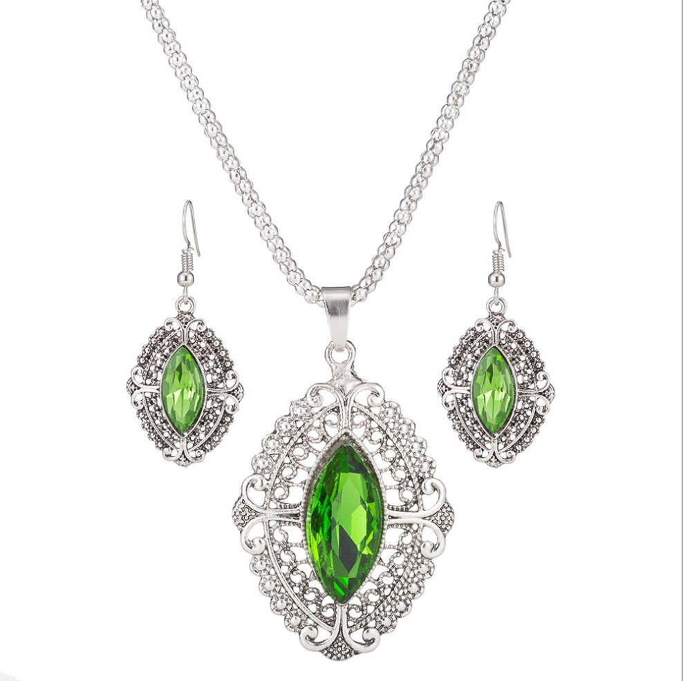 Zinc-alloy geometric crystal wedding bridal jewelry set