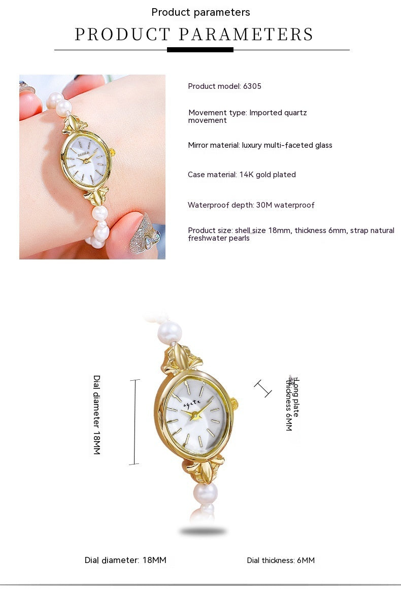 Natural Freshwater Pearl Watch Bracelet Strap Exquisite Quartz Women's Watch