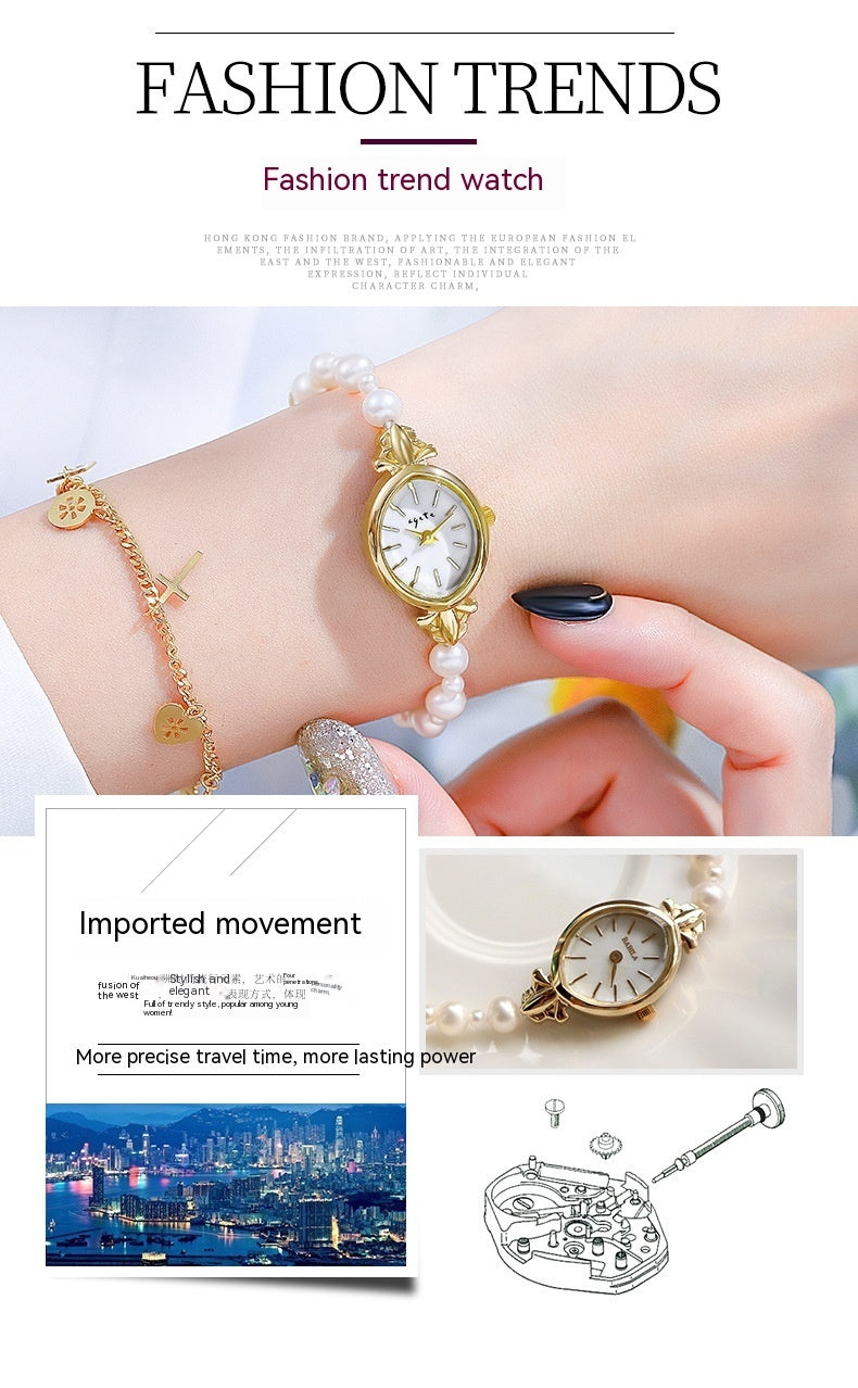 Natural Freshwater Pearl Watch Bracelet Strap Exquisite Quartz Women's Watch