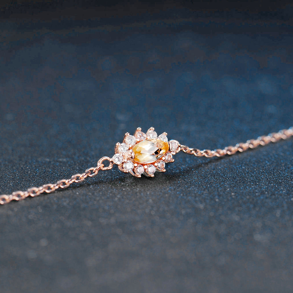 Natural citrine and zircon rose gold jewelry set