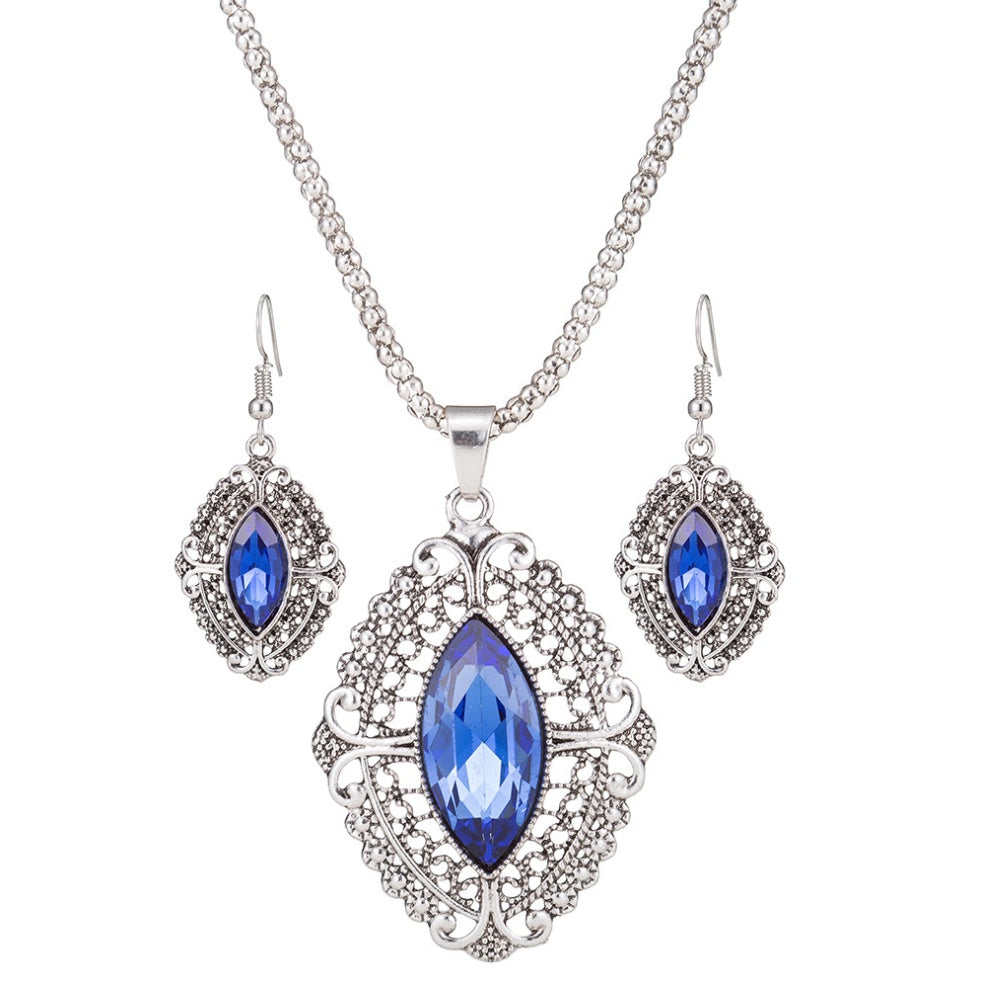 Zinc-alloy geometric crystal wedding bridal jewelry set