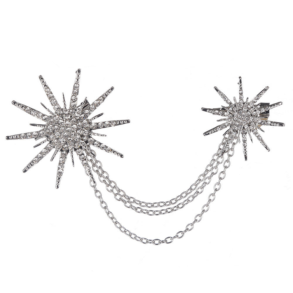 Simple Snowflake Diamond-studded Collar Pin Scarf Buckle Jewelry