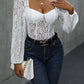 Perfee Backless Lace Long Sleeve Bodysuit