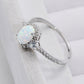 925 Sterling Silver Platinum-Plated Opal Ring