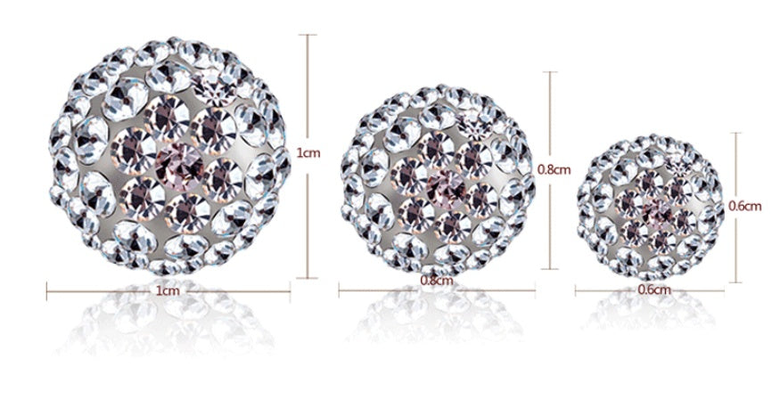 Temperament female earrings rhinestone earrings 6M 8M 10M Shambala ball plating jewelry full diamond earrings