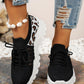 Cutout Leopard Lace Up Mesh Athletic