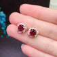 Garnet Stud Earrings 925 Silver Inlaid Colored Gems Jewelry