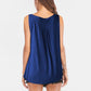 Curved Hem Ruched Notched Tank