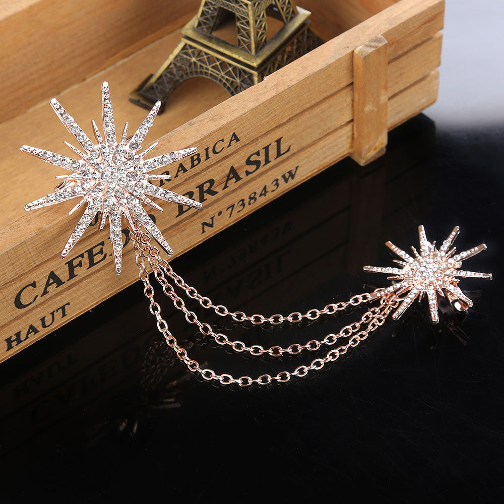 Simple Snowflake Diamond-studded Collar Pin Scarf Buckle Jewelry