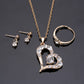 Heart Pendant Jewelry Set Rhinestone Jewellery