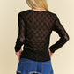 Davi & Dani Bow Mesh Round Neck Long Sleeve Top