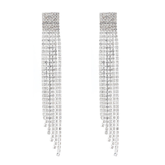 Temperament Retro Jewelry Fashion Rhinestone Exquisite Diamond Tassel Earrings