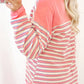 Striped Johnny Collar Long Sleeve Sweatshirt