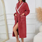 Contrast Trim Tie Waist Lounge Nightgown with Pockets