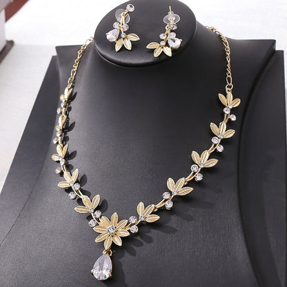 Bridal Jewelry Zircon Earrings Necklace Two Piece Set